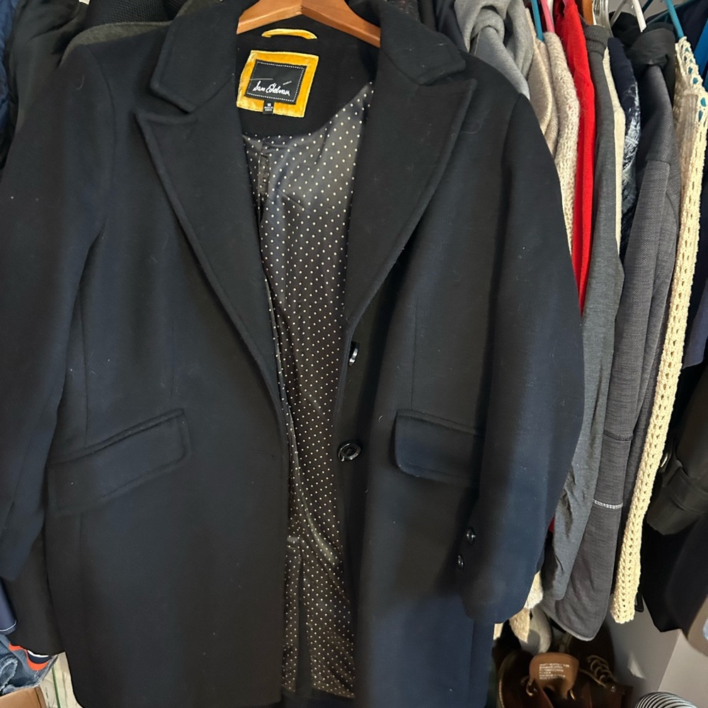 Sam Edelman Black Pea Coat with Polka Dot Lining